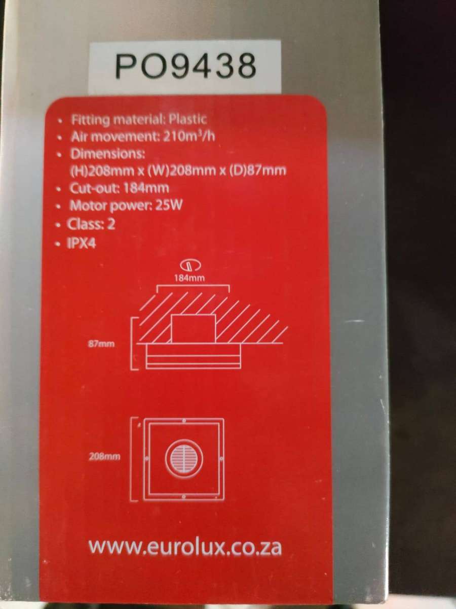 Eurolux F45 Square Extractor Fan 150mm