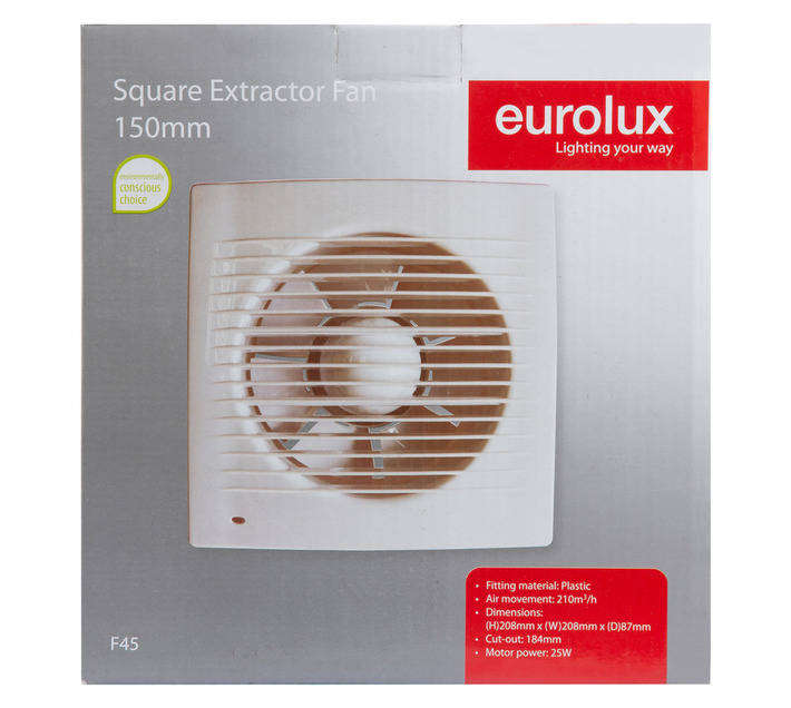 Eurolux F45 Square Extractor Fan 150mm
