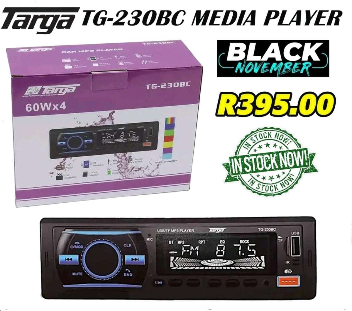 Targa Single DIN Bluetooth Car Radio