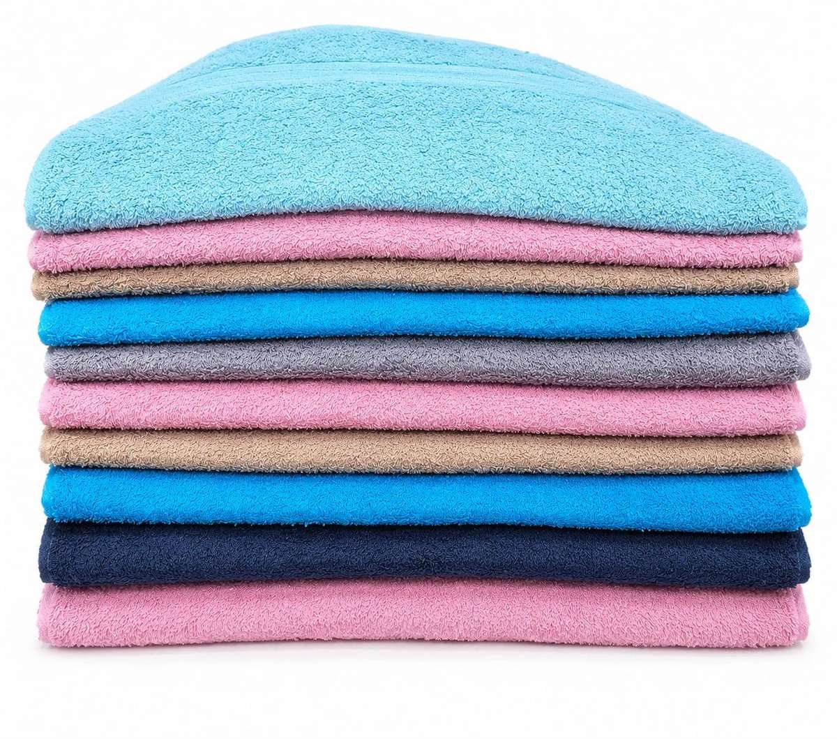 100% Cotton Bundle of 10 Bath Towels 90cm x 50cm