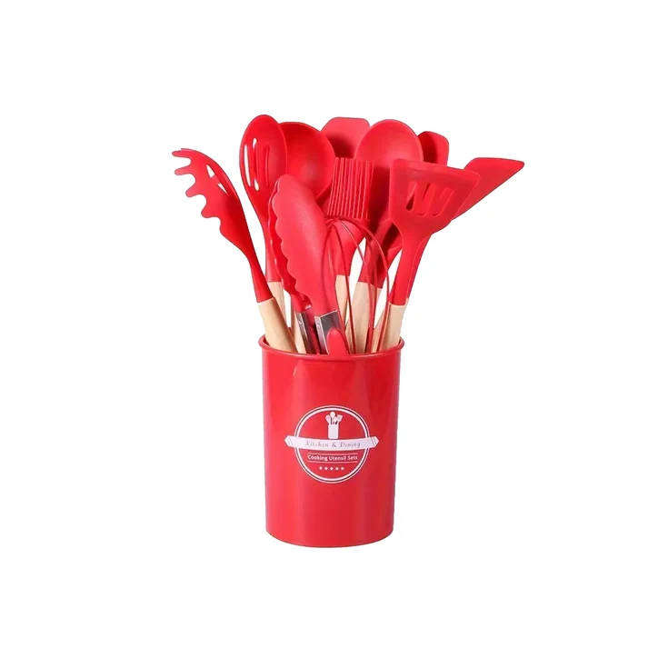 12 Pieces Silicone Kitchen Utensil Set - Red