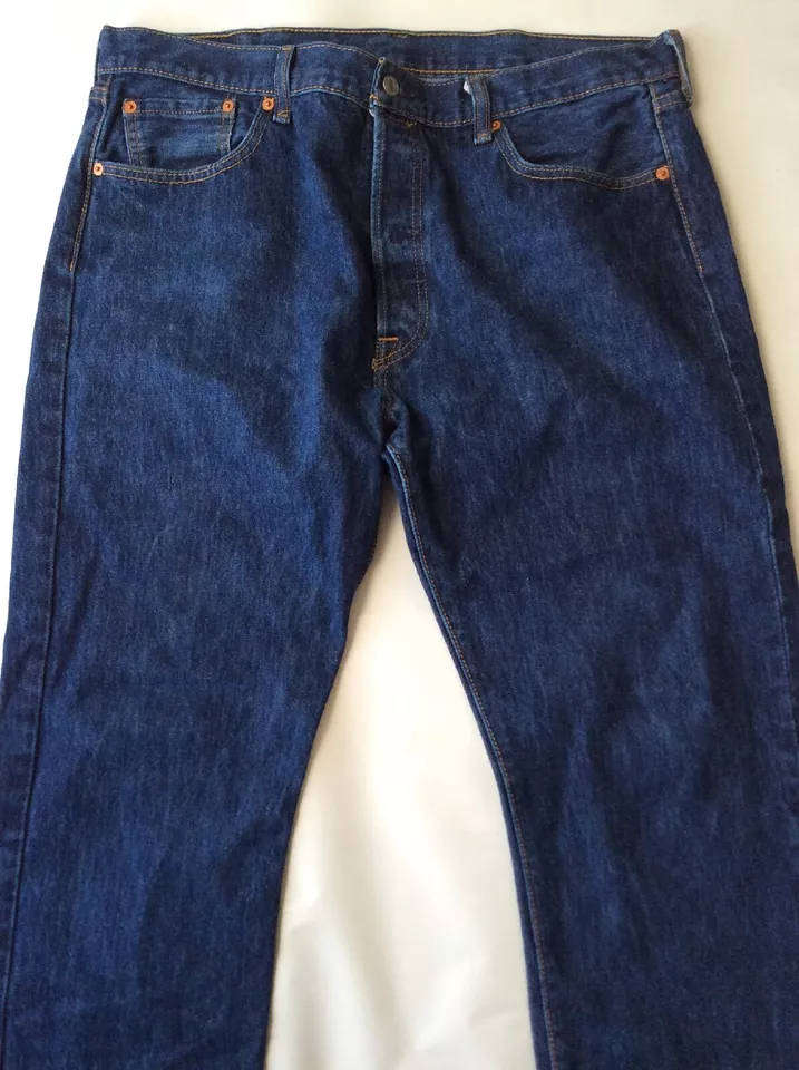 Levis 501 Regular Fit Button Fly Blue Denim Jeans Mens