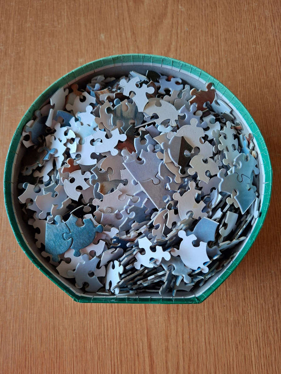 1000 Piece Round Puzzle Girl with Dogs