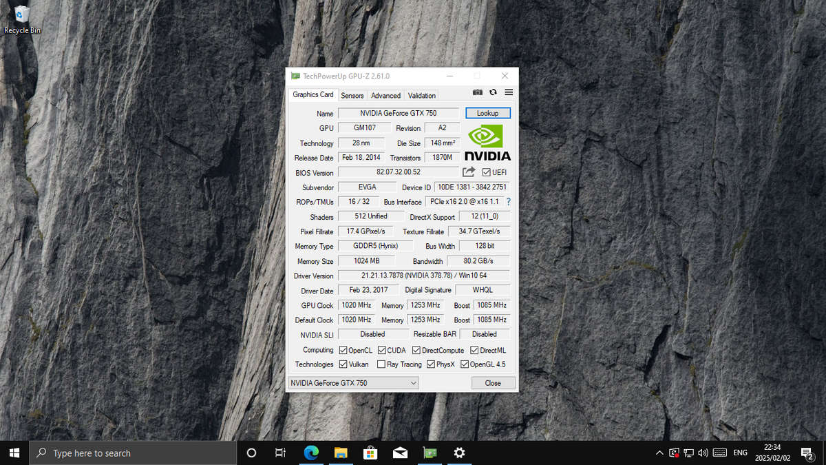 EVGA Nvidia GTX 750 1GB