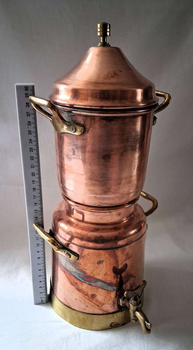 Vintage Copper & Brass Coffee Percolator + Large HandHammered Copper Coffee Pot (Made in Turkey)