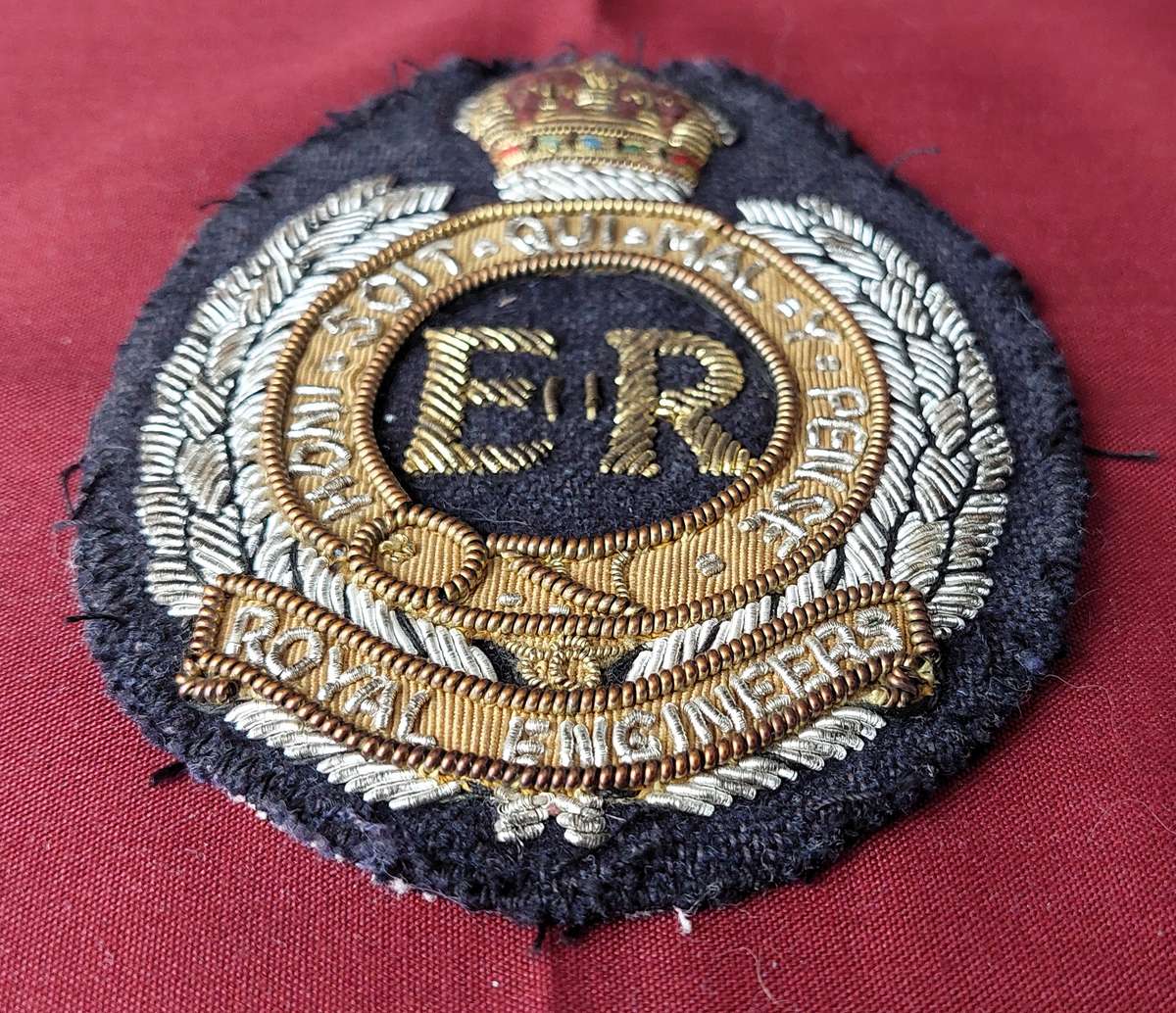 Royal Engineers Embroidered Gold & Silver Bullion Wire badge