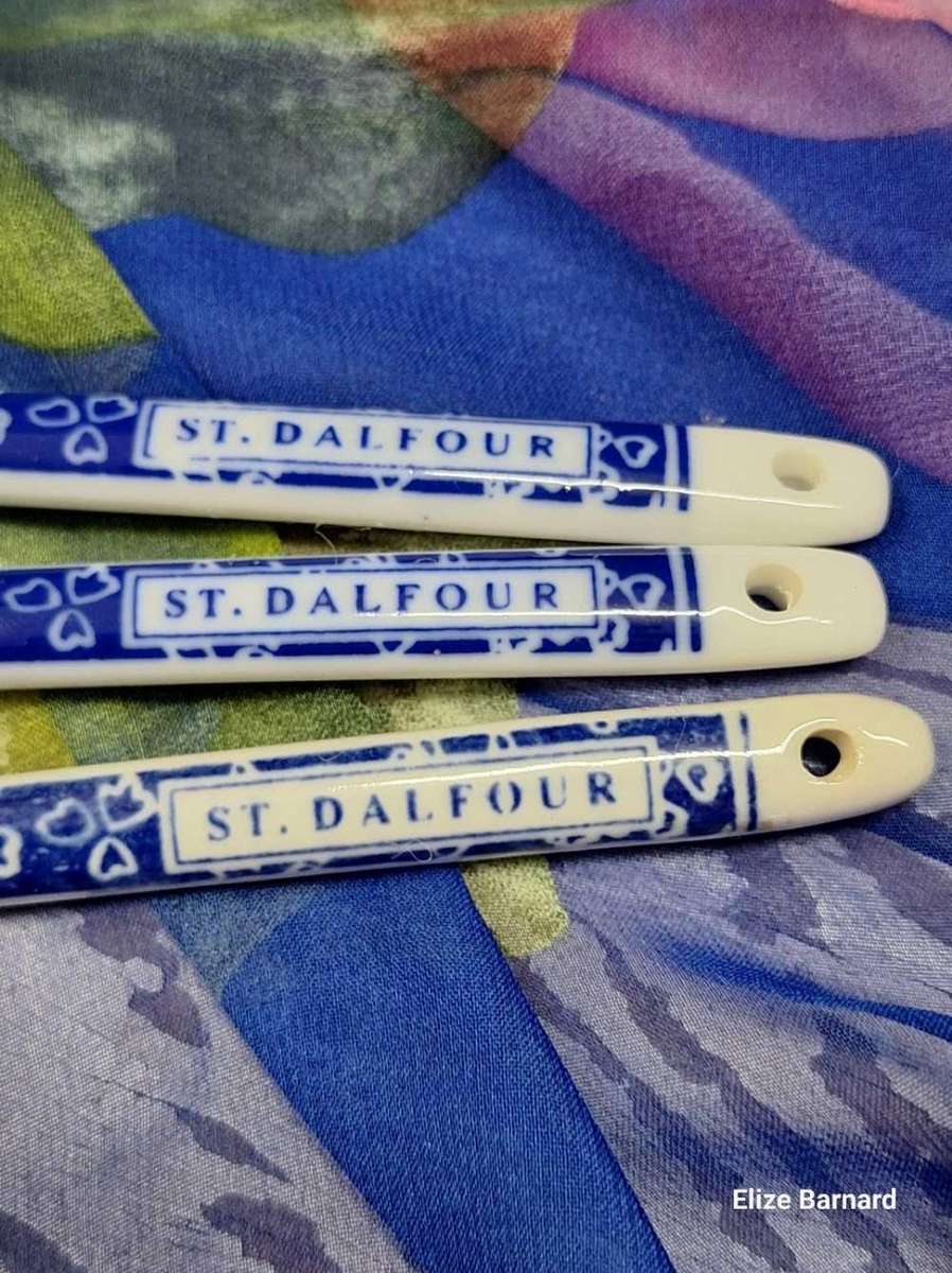 St. Balfour Set of 3 Vintage French Porcelain Jam Tea Cocktail Spoon Blue White