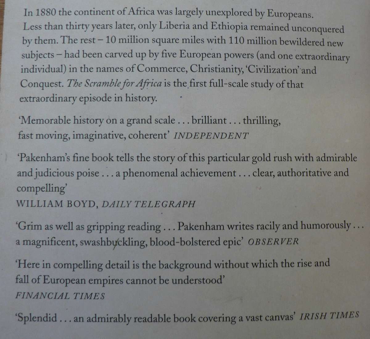 The scramble for Africa by Thomas Pakenham