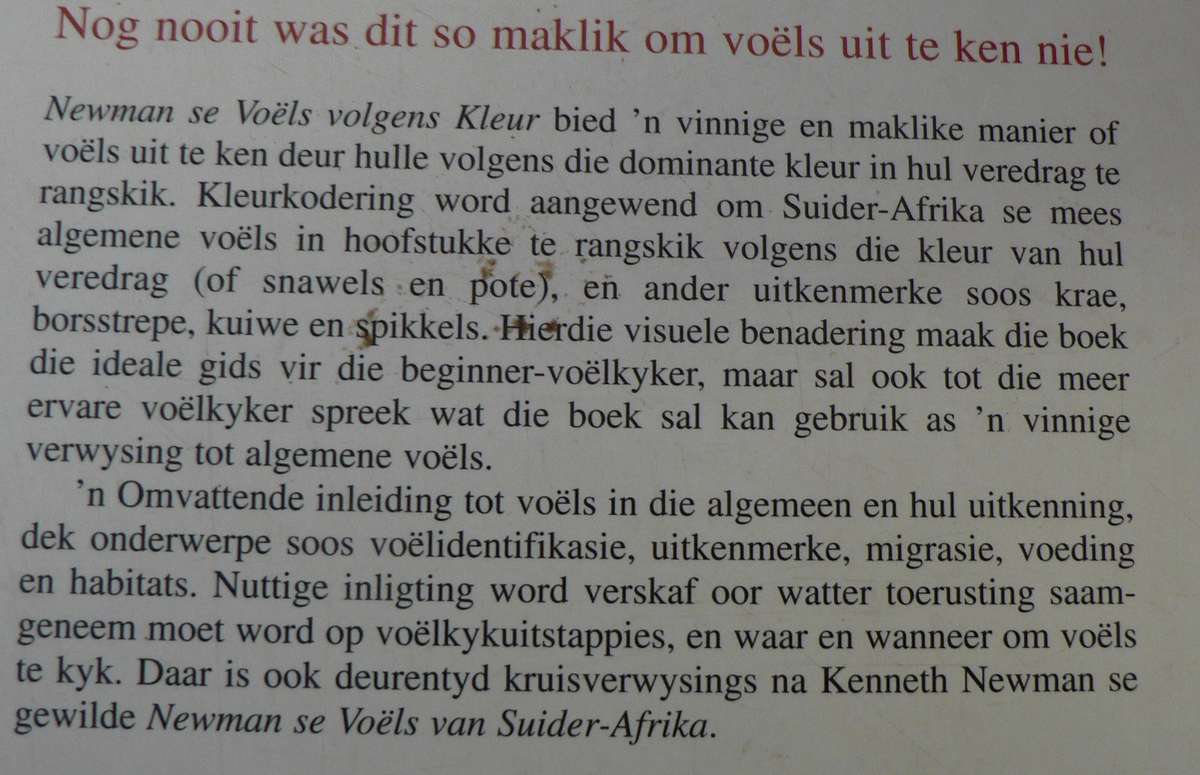 Newman se voels volgens kleur deur Kenneth Newman(bird guide)