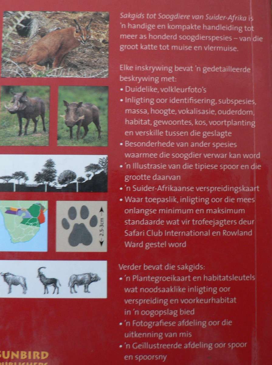 Sakgids tot soogdiere van Suider-Afrika deur Burger Cillie(comprehensive South African nature guide)