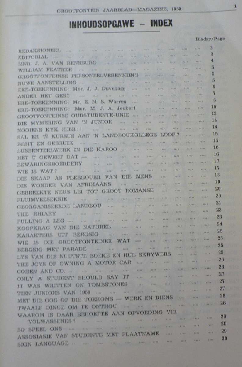 Grootfontein Landboukollege jaarblad 1959