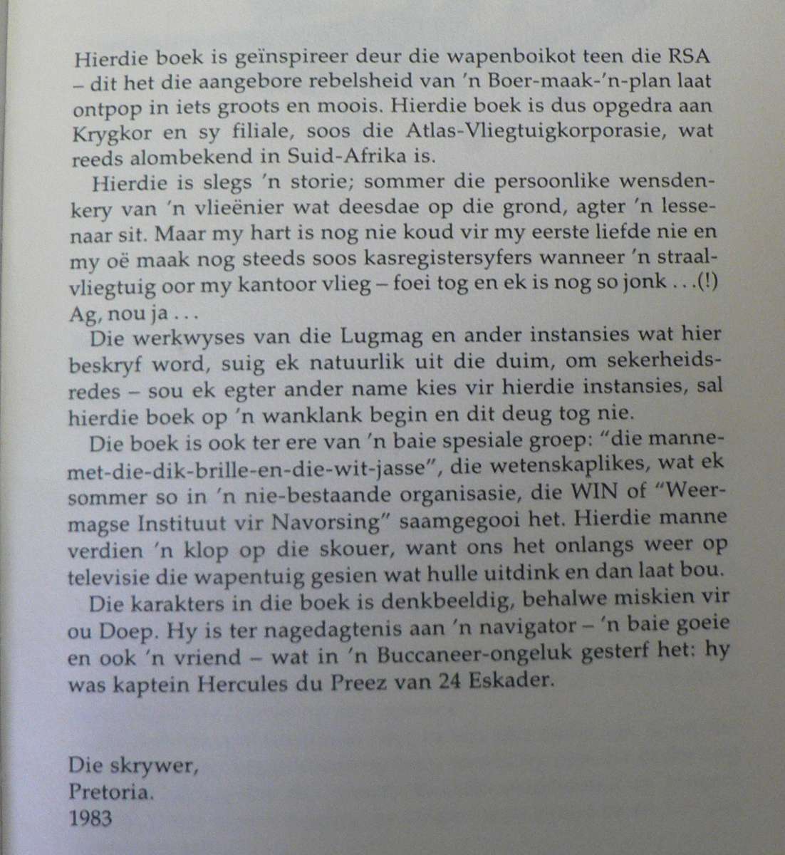 Majoor Christo de Lange-Toetsvlieenier deur Simon van Garderen (baie skaars)