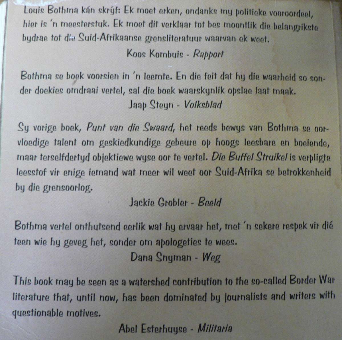 Die Buffel Struikel L.J. Bothma(border/bushwar)