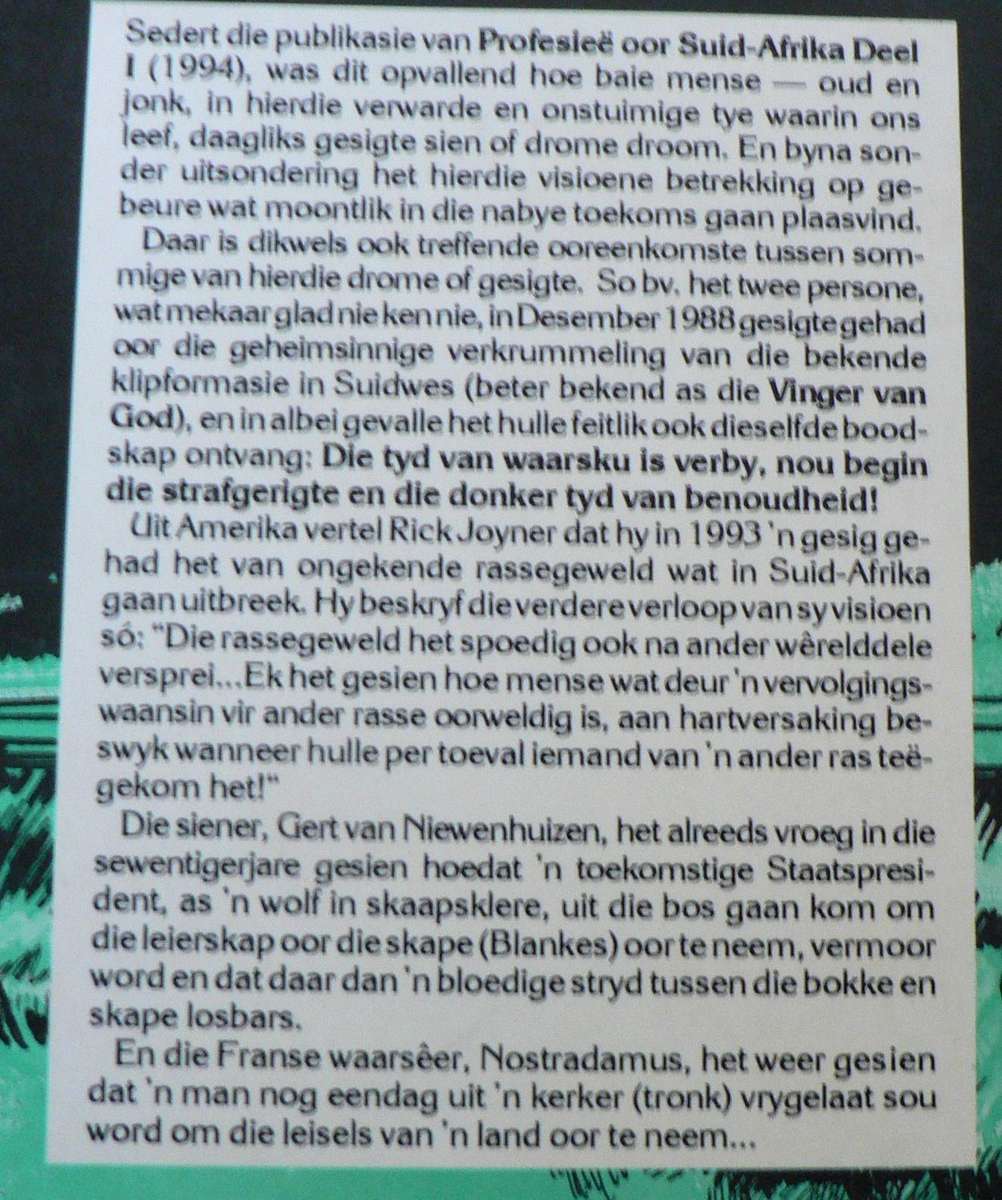 Profesiee oor Suid-Afrika deel II deur Adriaan Snyman