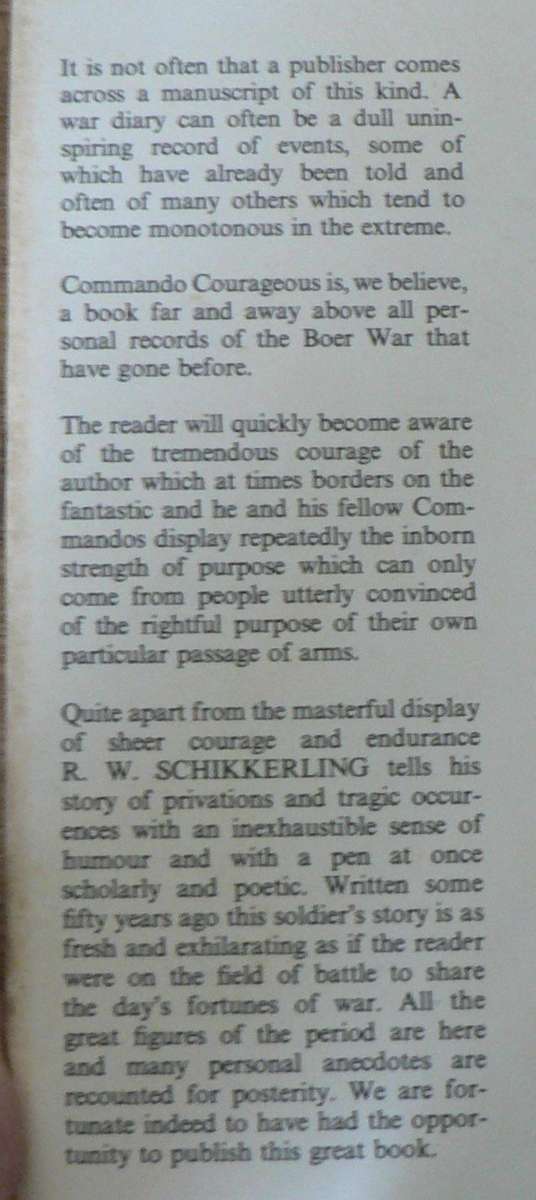 Commando courageous by R.W. Schikkerling(Anglo-Boer war)