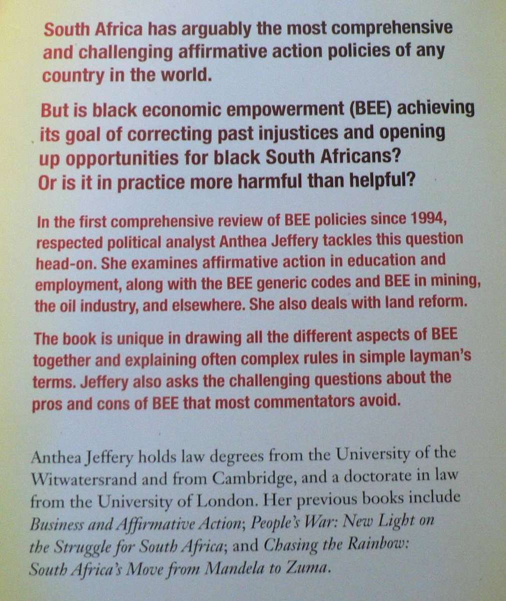 BEE helping or hurting by Anthea Jeffery(SA-politics)
