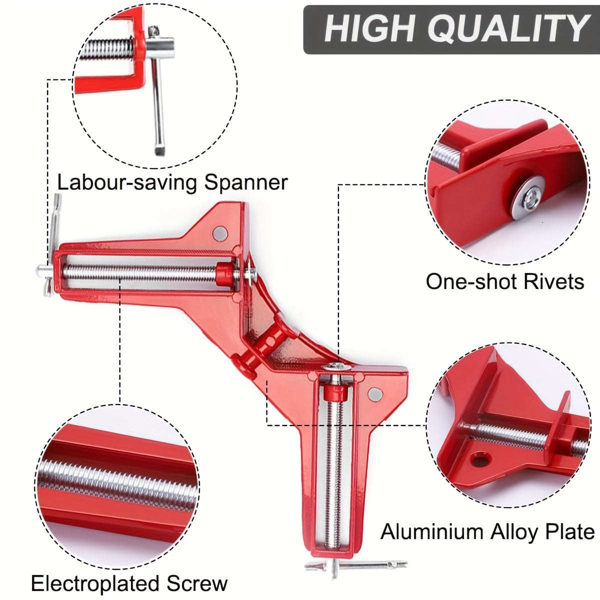 2 Pieces Adjustable Corner Clamp Set - 90 Degree Right Angle Clamp For Woodworking, Picture Frames,