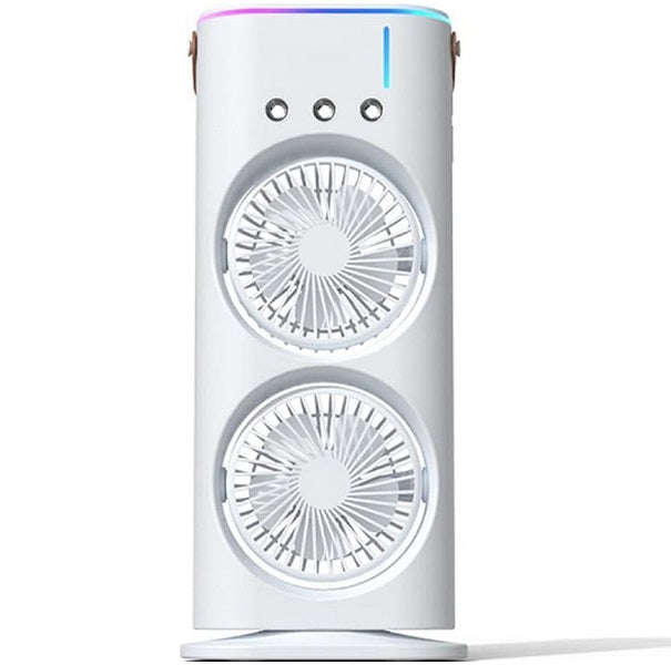 Rechargeable Led Dual Mist Fan With Light And Remote Control