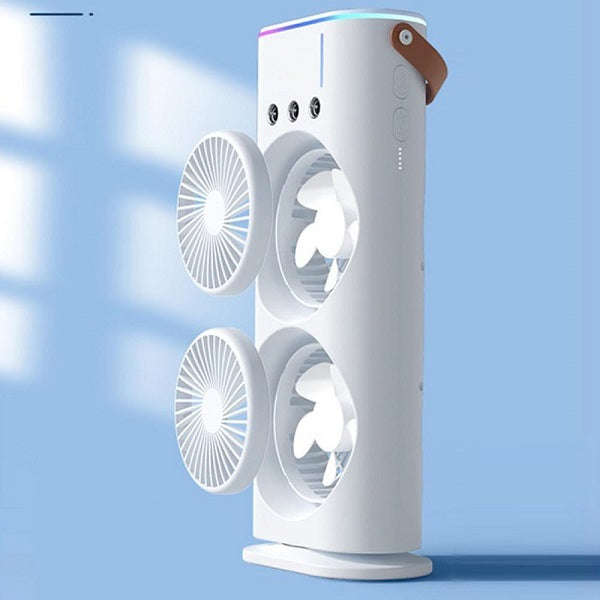 Rechargeable Led Dual Mist Fan With Light And Remote Control