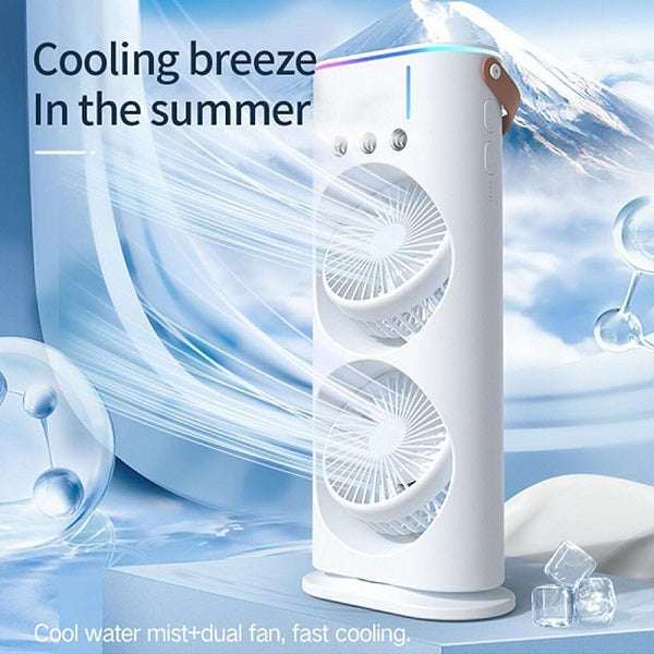 Rechargeable Led Dual Mist Fan With Light And Remote Control