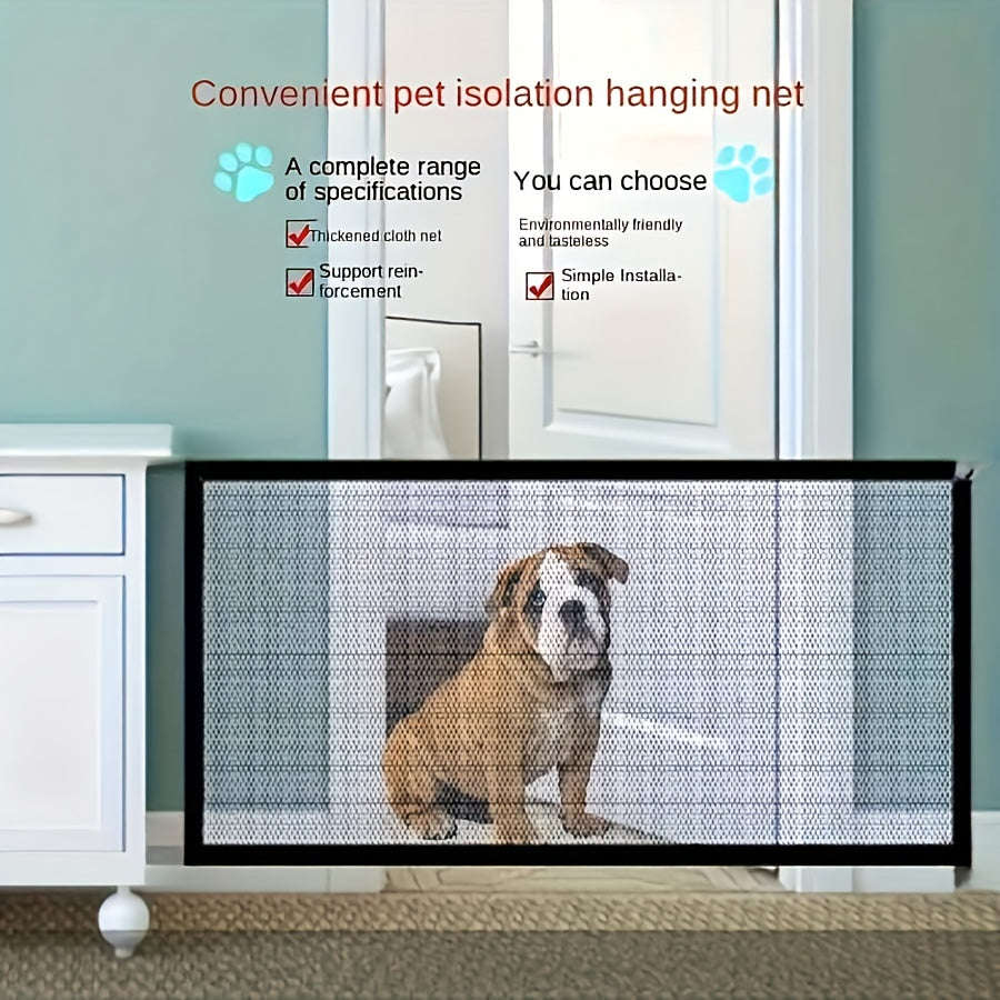 Versatile, Easy To Install Pet Safety Gate For Dogs And Cats - Nylon Mesh Barrier For Rooms And Stai