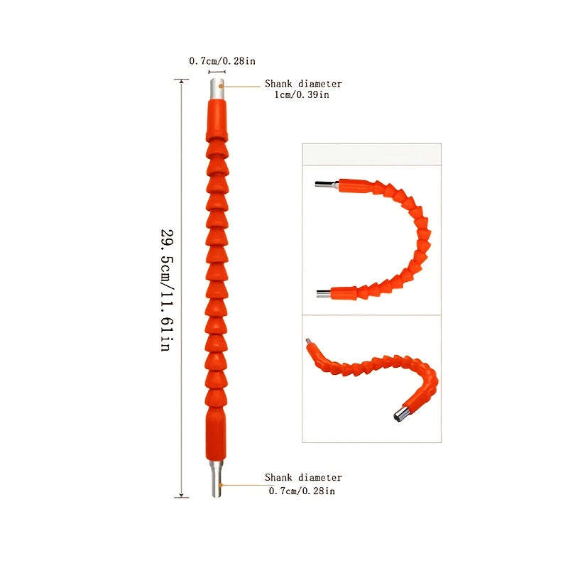 1-Piece Orange Drill Flexible Shaft Adapter - Multi-Purpose Screwdriver Extension Holder With Safety