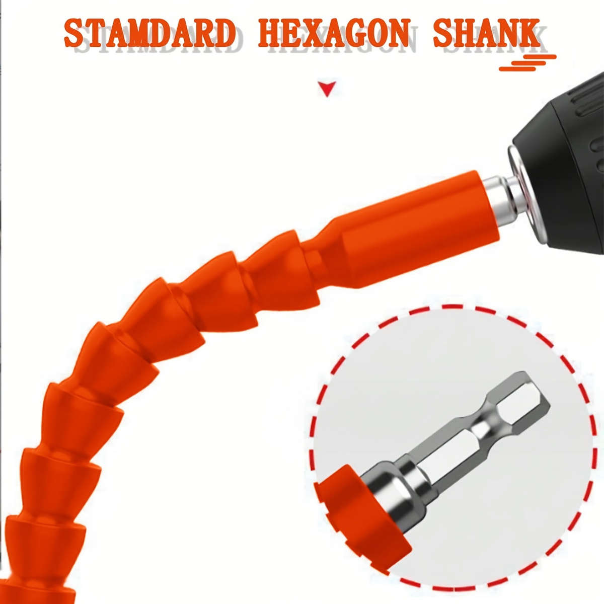 1-Piece Orange Drill Flexible Shaft Adapter - Multi-Purpose Screwdriver Extension Holder With Safety