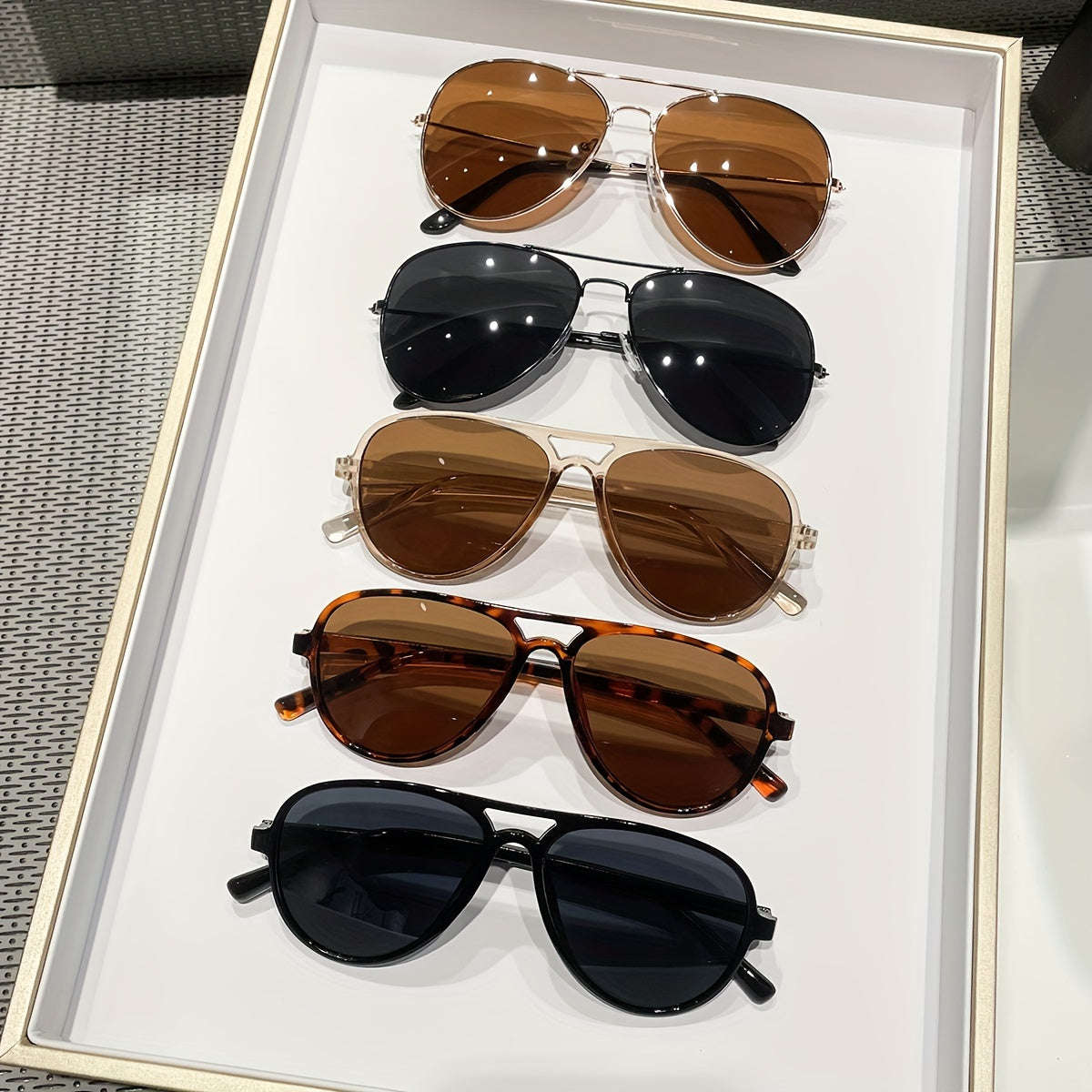 5 Pieces Of Classic Metal Frame Glasses With Pc Lenses, Decorative Glasses For Hiking And Casual Sty