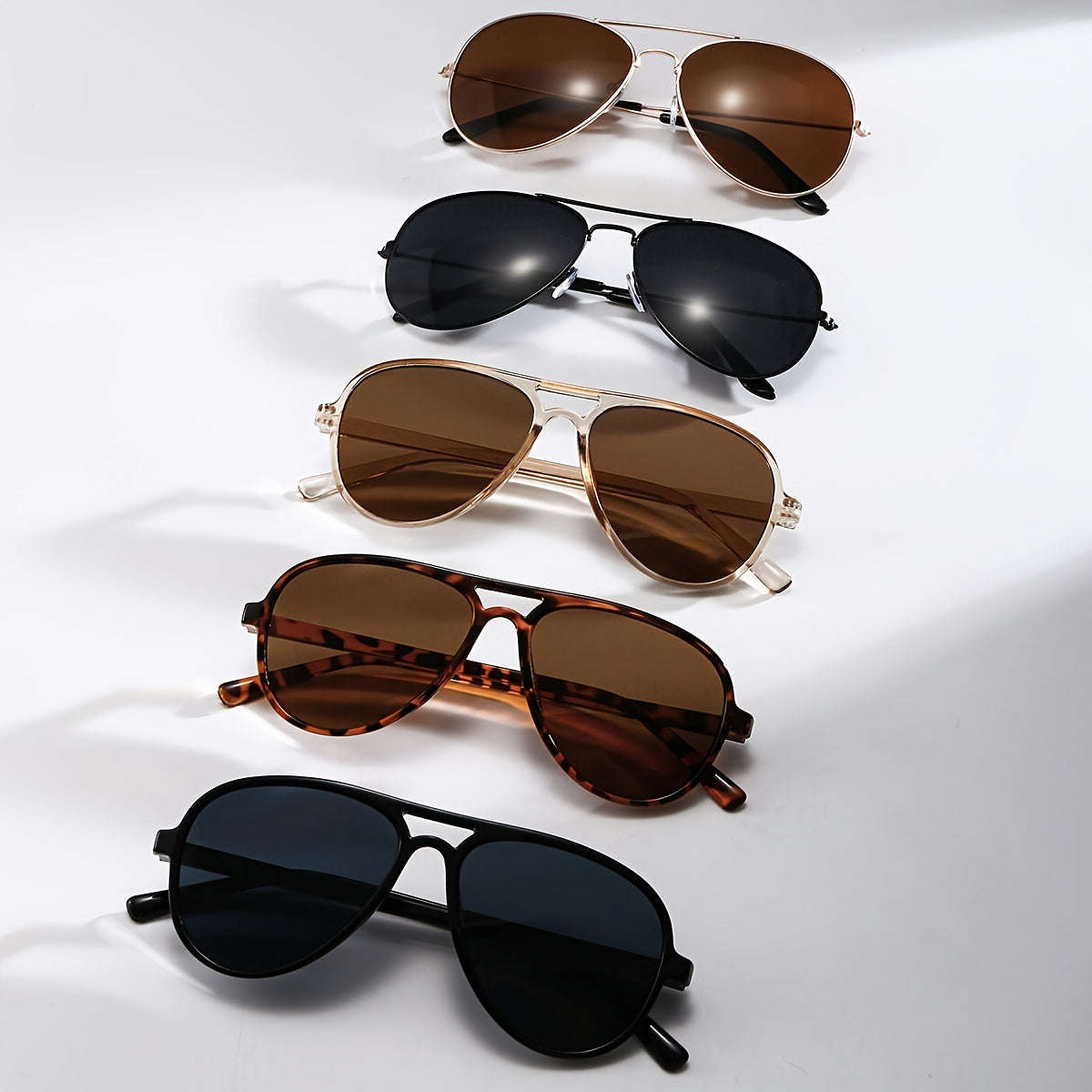 5 Pieces Of Classic Metal Frame Glasses With Pc Lenses, Decorative Glasses For Hiking And Casual Sty