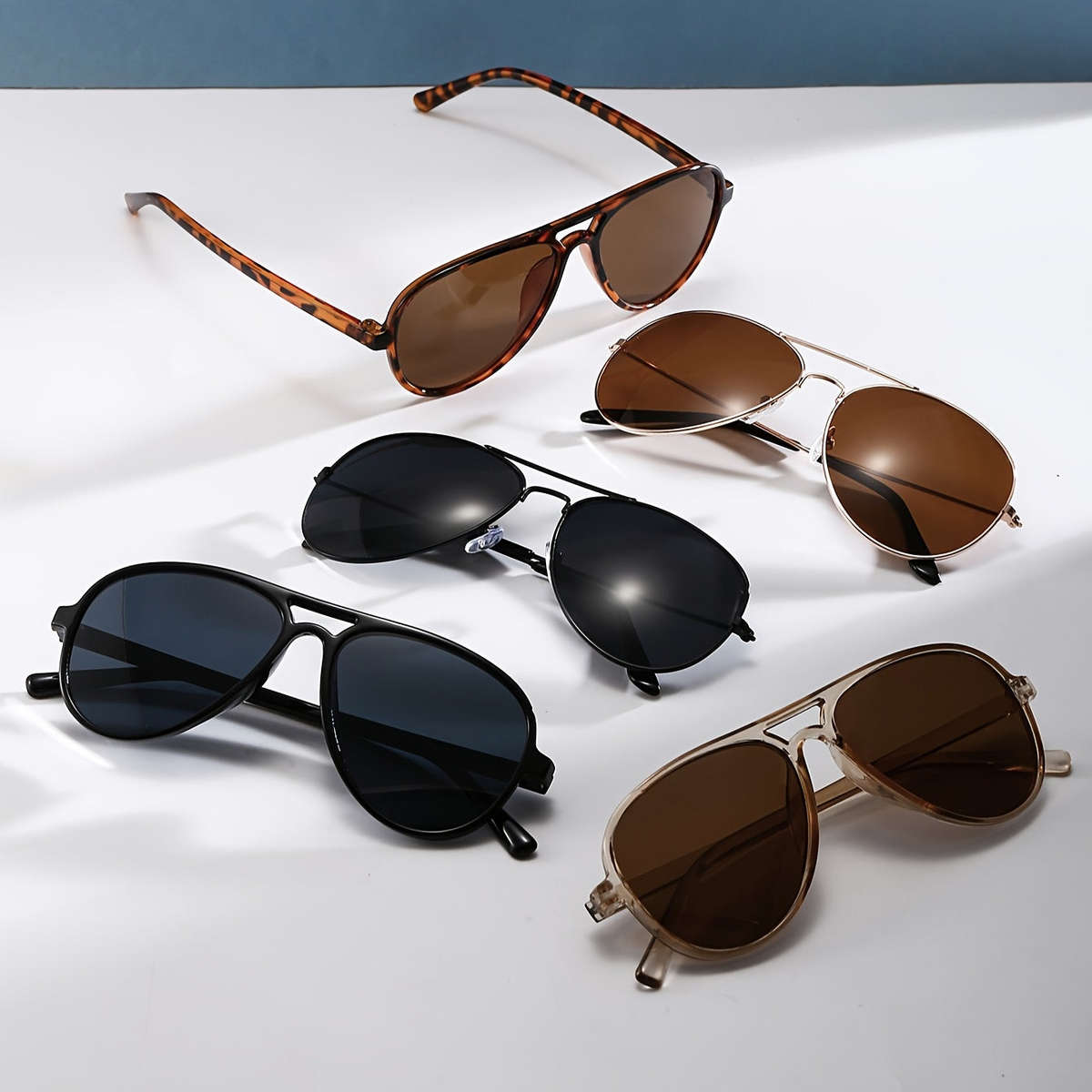 5 Pieces Of Classic Metal Frame Glasses With Pc Lenses, Decorative Glasses For Hiking And Casual Sty