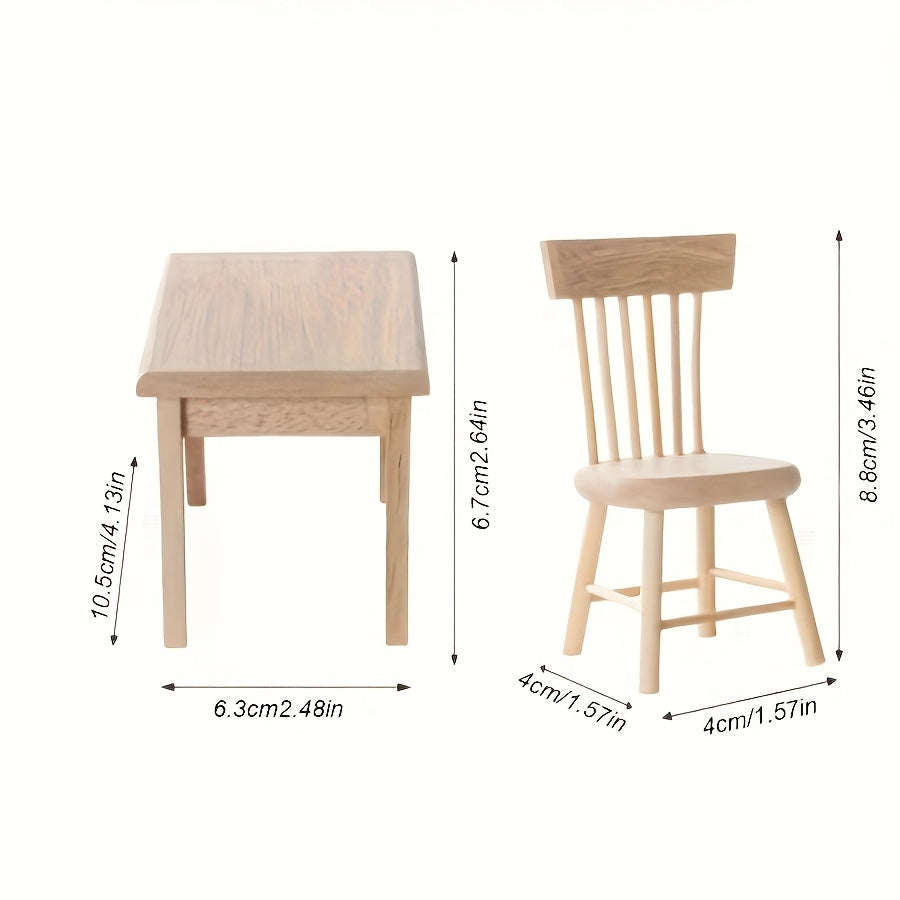5 Piece Mini Wooden Dining Table Set - Perfect For Living Room Decor, Includes Stable And Chair Mini