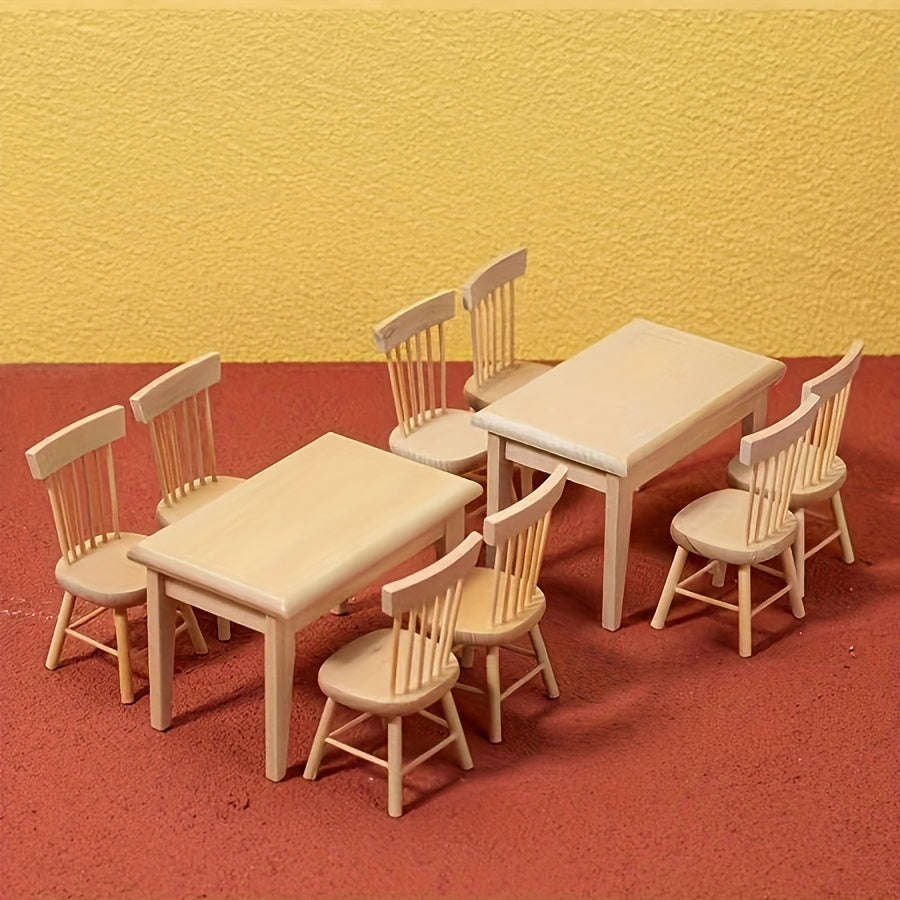 5 Piece Mini Wooden Dining Table Set - Perfect For Living Room Decor, Includes Stable And Chair Mini