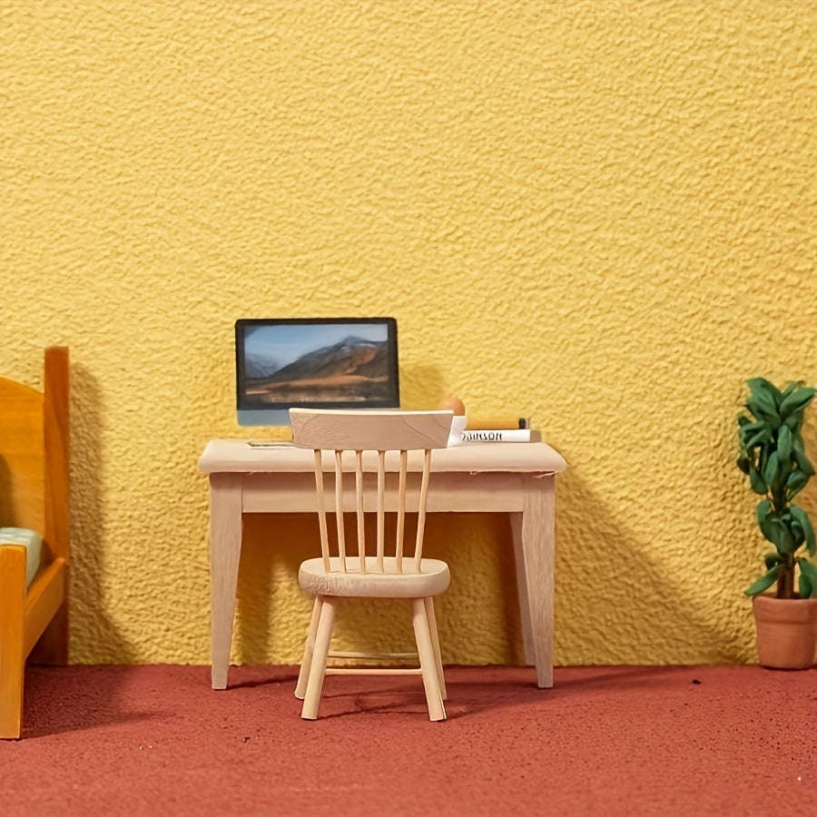 5 Piece Mini Wooden Dining Table Set - Perfect For Living Room Decor, Includes Stable And Chair Mini