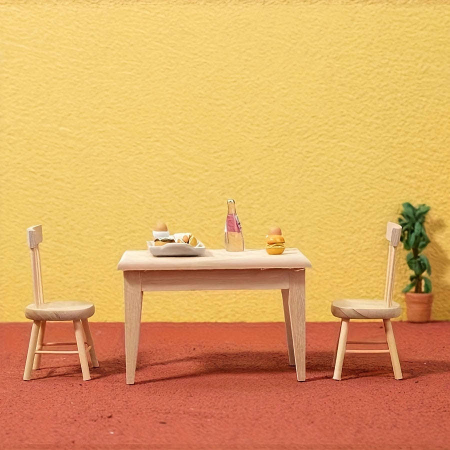 5 Piece Mini Wooden Dining Table Set - Perfect For Living Room Decor, Includes Stable And Chair Mini