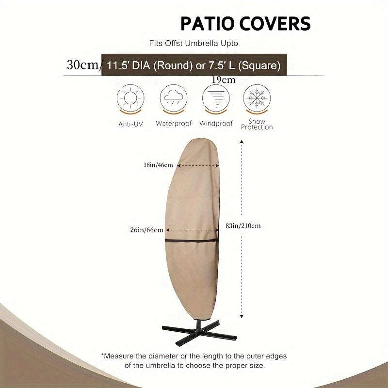 Waterproof 400D Polyester Patio Umbrella Cover With Zipper - Fits 90-120 Inch Cantilever And Market
