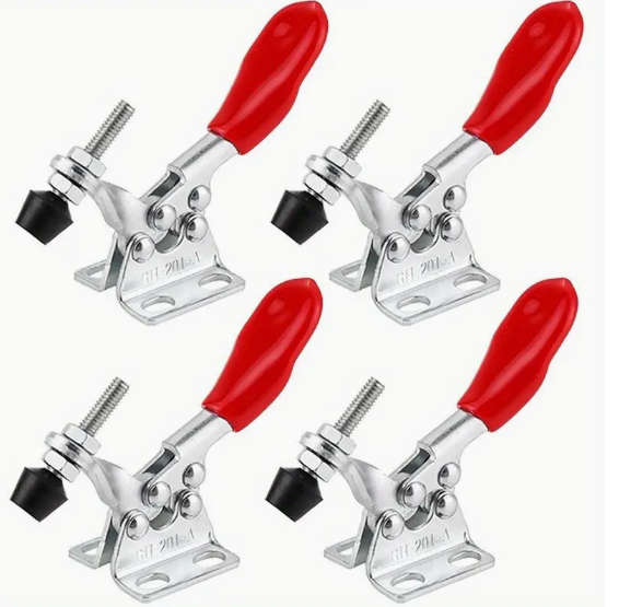 4-Piece Metal Toggle Clamp Set With Quick Release And Adjustable Rubber Tips - Durable Hand Tools Fo