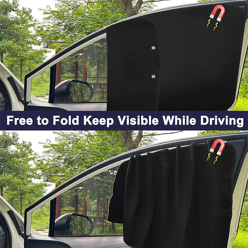 4-Piece Magnetic Car Sun Visor Set - Thick Mesh Side Window Visors, Heat Insulation, Uv Protection,