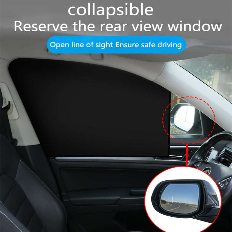 4-Piece Magnetic Car Sun Visor Set - Thick Mesh Side Window Visors, Heat Insulation, Uv Protection,