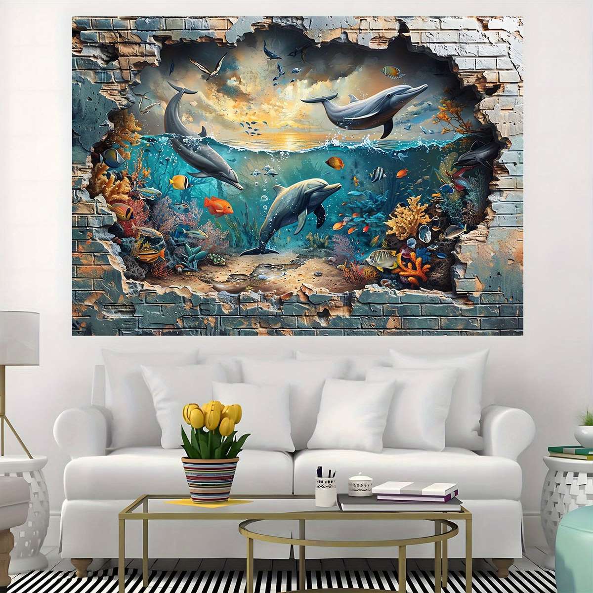 Underwater Shark And Coral Photo Booth Backdrop -