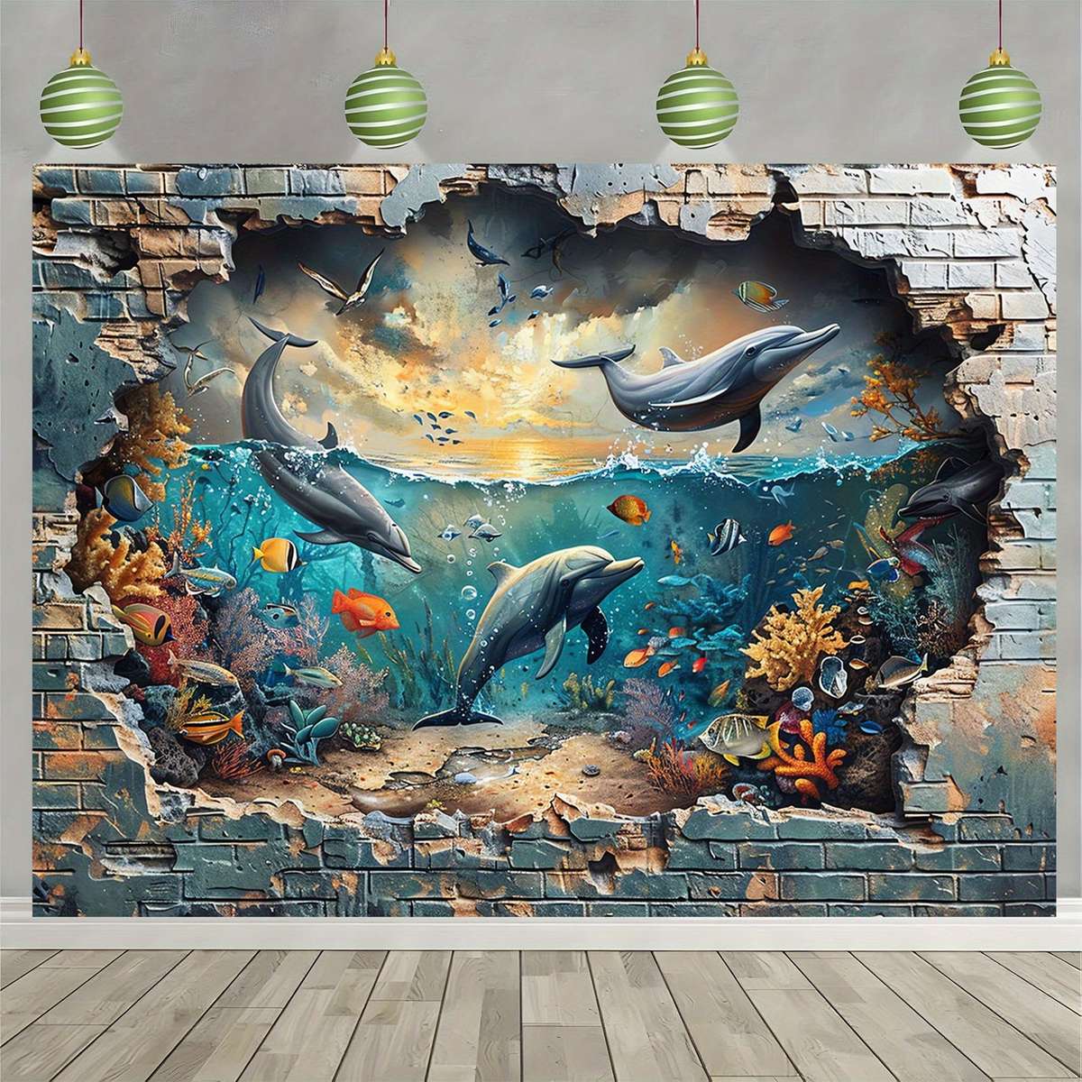 Underwater Shark And Coral Photo Booth Backdrop -