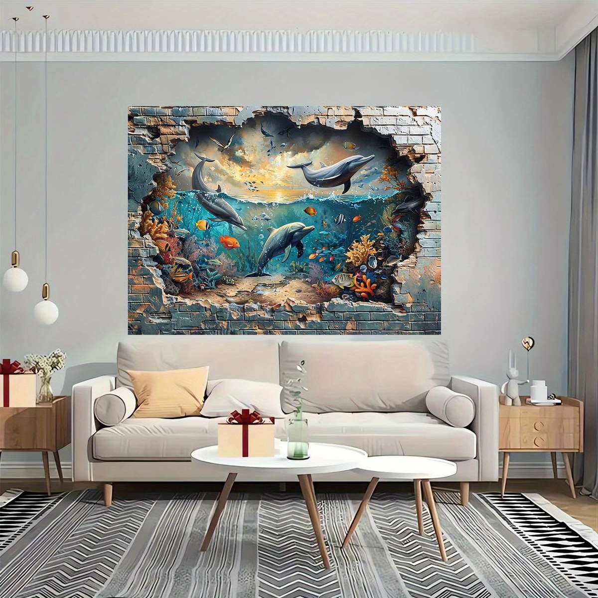 Underwater Shark And Coral Photo Booth Backdrop -