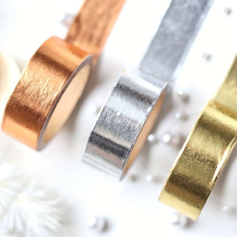 Silvery Metallic Reflective Tape Waterproof Notebook Journal Decoration Solid Color Washi Sticker Se