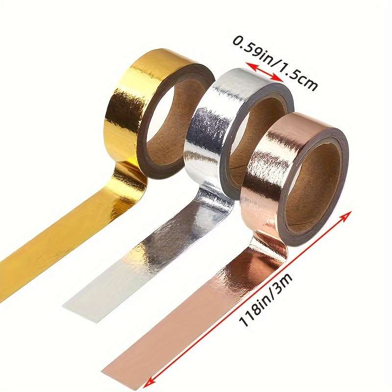 Silvery Metallic Reflective Tape Waterproof Notebook Journal Decoration Solid Color Washi Sticker Se