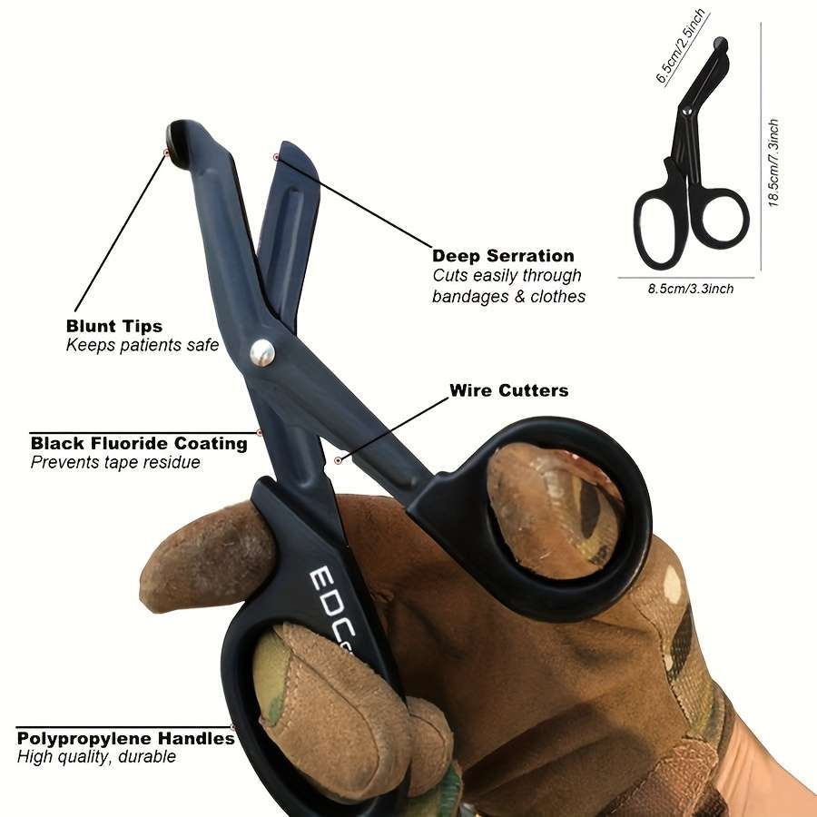 1 Piece Black Stainless Steel Medical Rescue Scissors
