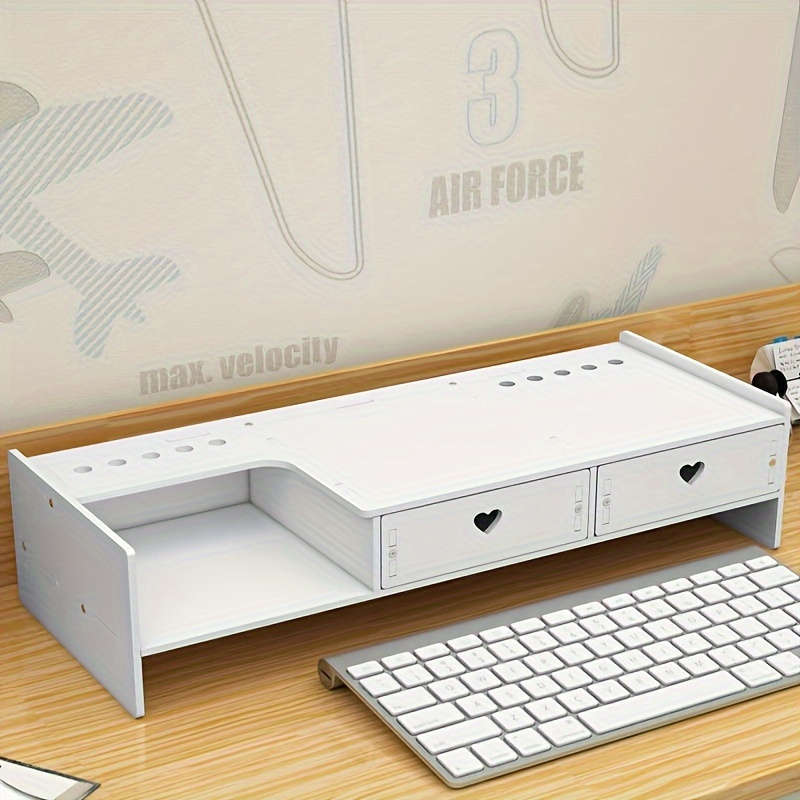 Ergonomic Monitor Stand with Drawer - Adjustable Desk Lifter for Home, School and Office Use