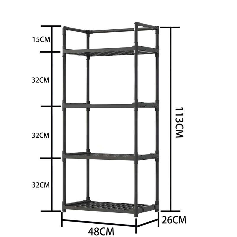 4 Layers Plastic Dry Kitchen Storage Rack for Bathroom, Bedroom Vertical Shelves