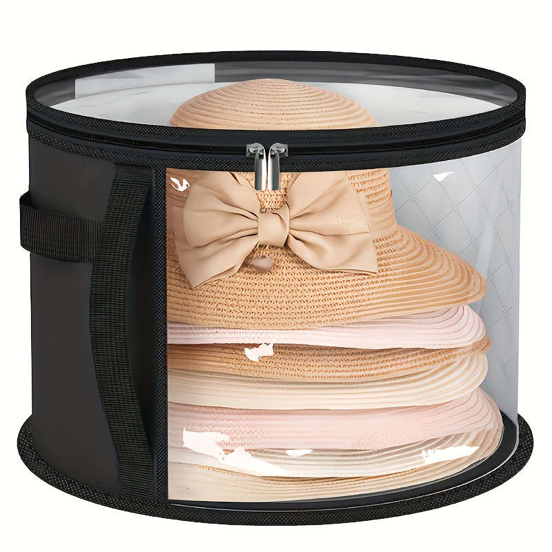 Chic And Simple Transparent Hat Storage Bag With Transparent Viewing Window, Double Zipper And Sturd