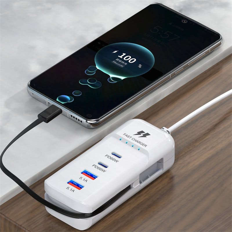 5.1A USB/66w PD Fast Charging Port Extension Cable for Mobile Phones with USB/Type-C