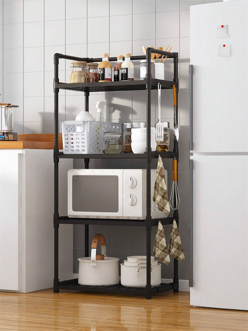 4 Layers Plastic Dry Kitchen Storage Rack for Bathroom, Bedroom Vertical Shelves