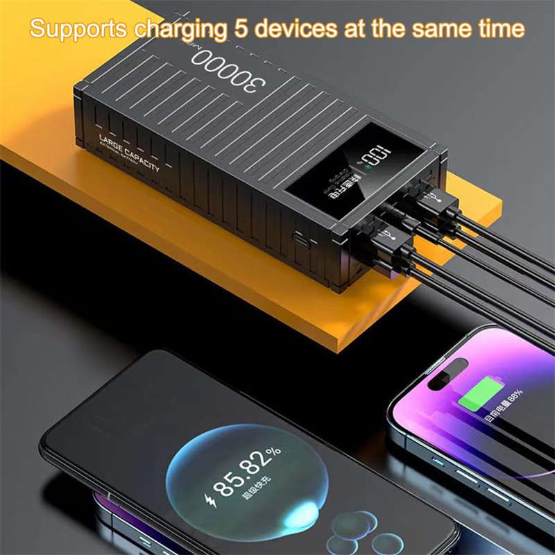 High Capacity 30000 mAh Power Bank External Battery for Phone Tablet with LED Screen